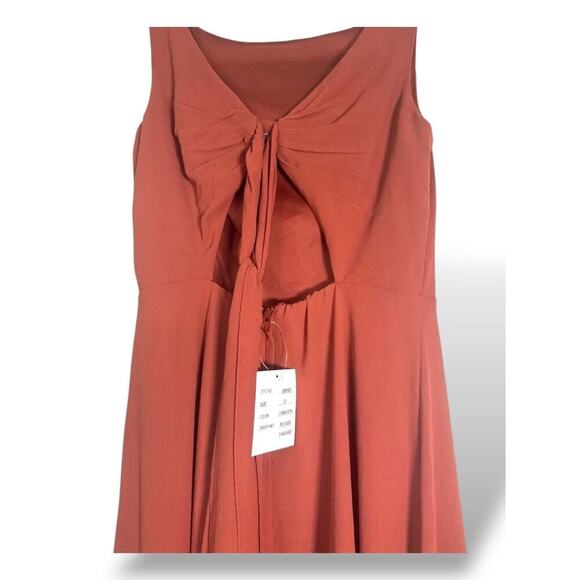 David’s Bridal Rust Maxi Bridesmaid Dress Size 12 Formal Wedding Guest Gown - Picture 4 of 5